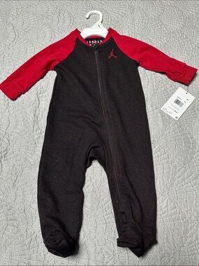 Jordan Black and Red Infant Footed One-Piece, NWT’s, Size 9 Months